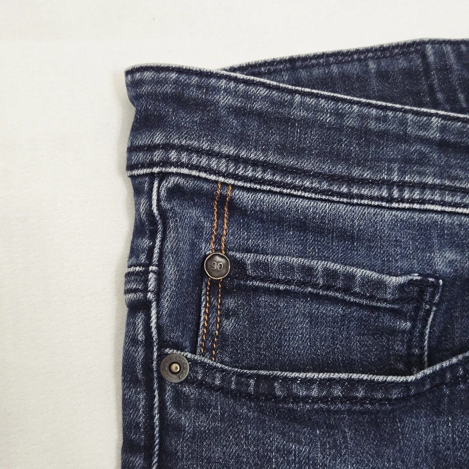 Мужские оранжевые джинсы Hugo Boss 38x26 синие вареные стандартные прямые средняя посадка на пуговицах - Изображение 4 из 4