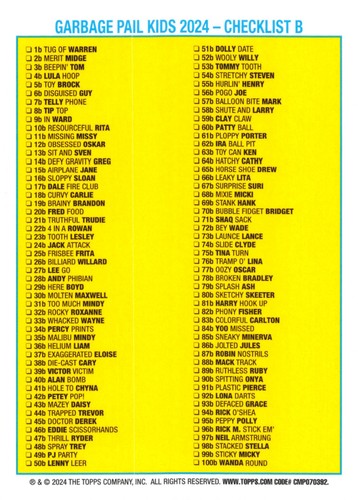 2024 SERIES 1 GARBAGE PAIL KIDS AT PLAY PICK-A-CARD YELLOW PARALLEL 1a-100b GPK - Picture 343 of 401