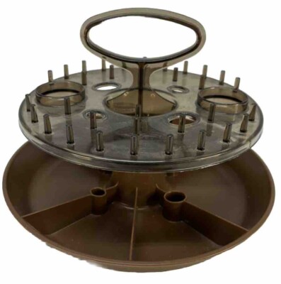 Brown on Brown - Vintage Rubbermaid Sewing Notions Lazy Susan Organizer Storage