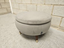SCS Paloma Home Down to Earth Round Storage Footstool In Plush Slate RRP-£446