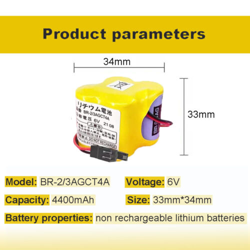 1pcs BR-2/3AGCT4A BR2/3AG BR2/3AGCT4A Batteria per FANUC A98L-0031-0025 con spina US - Foto 2 di 8