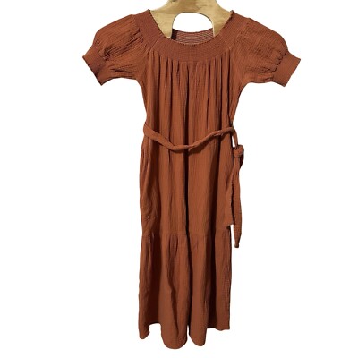 Lulus Ready for Sunshine Rust Orange Off-the-Shoulder Maxi Dress Size Medium