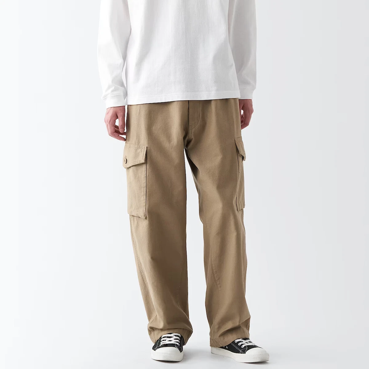 MUJI Mens 100% Organic Cotton Easy Cargo Pants Light Beige FedEx