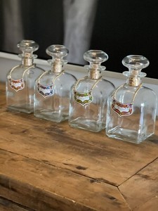 RARE VTG DECANTERS w/ Ceramic Porcelain Liquor Bottle hanging Labels Tags set 4