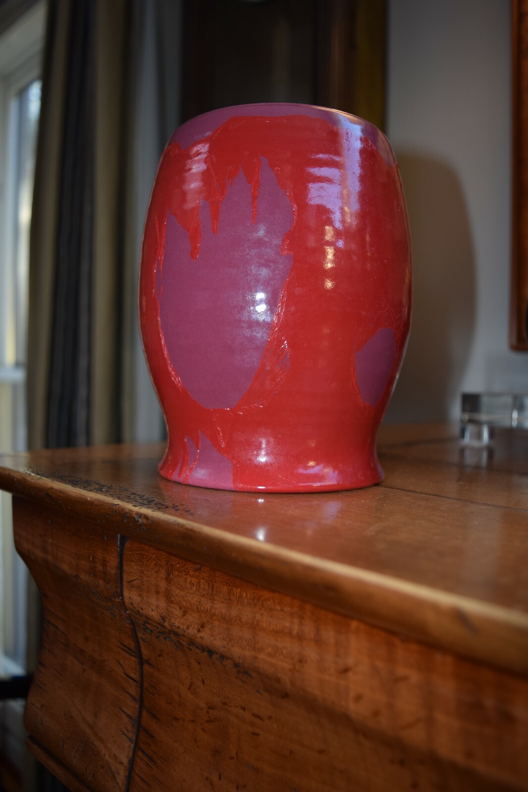 Rare MCM Signed Hyalyn 941 Pottery 7" Vase Brown w Red Overlay Hickory NC eBay