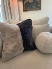 CB2 Two Tone Grey Shearling Pillow Cover 20 x 20