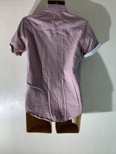 Mens Topman Size Small Red Short Sleeve Smart Casual Summer Oxford Work Shirt - Picture 3 of 6