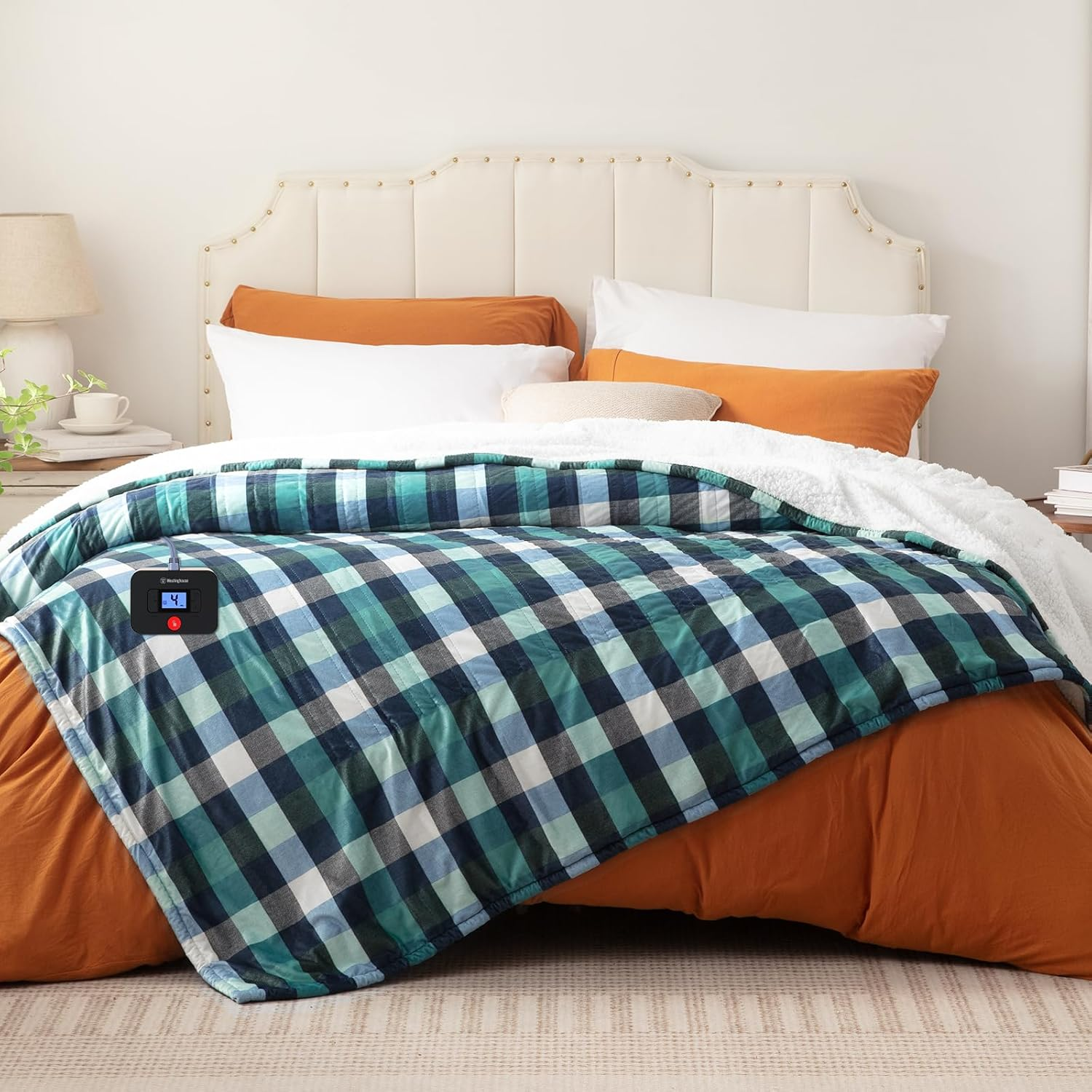 Full Size Electric Heated Blanket with Flannel and Sherpa Plush for Cozy Warmth