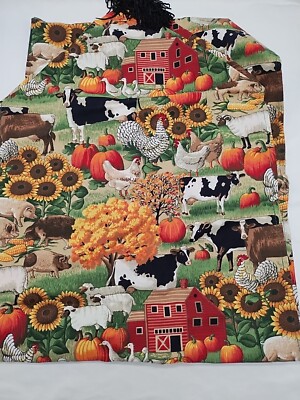 Vintage Thanksgiving Farm Animals Middle Tablecloth 33'' X 12.5''