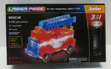 Laser Pegs Juniors 3 In 1 Rescue Fire Truck Building Kit w/ LED Lights 25 Pieces