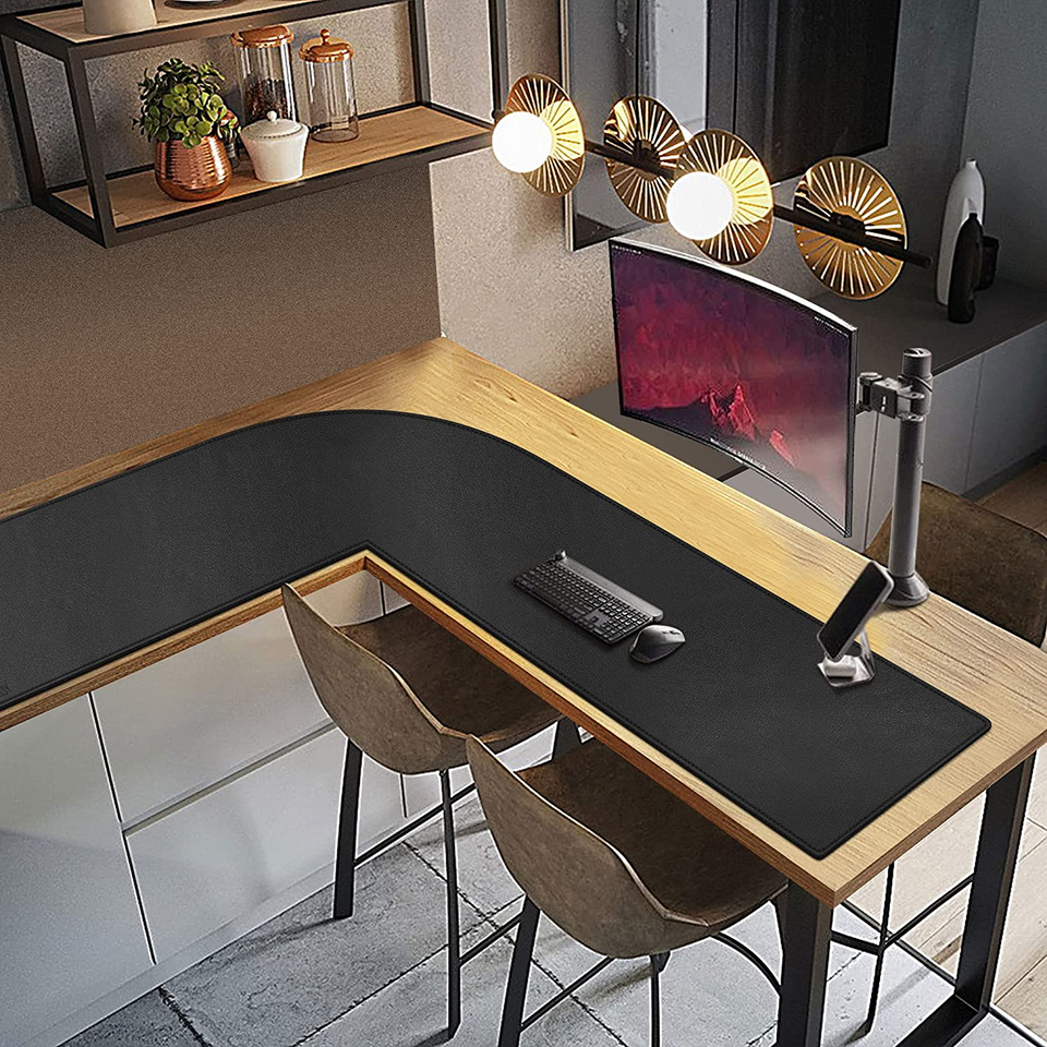 L Shaped Desk Pad PU Leather Computer Corner Desk Mat 59 Gaming Mouse