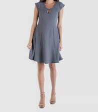 24seven Women's Gray Scoop Neck A-Line Keyhole Dress Plus Size 1X