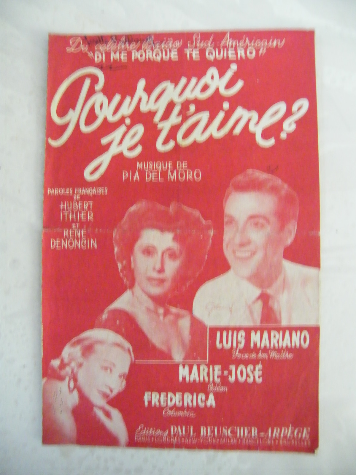 Partition Why I Love You? Luis Mariano Marie José Frederica