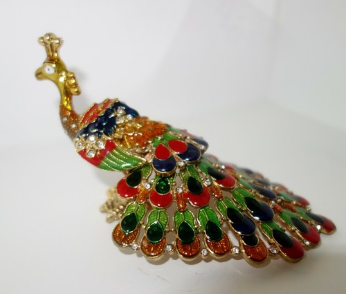 BEAUTIFUL MULTICOLORED RHINESTONE PEACOCK TRINKET - 第 1/9 張圖片