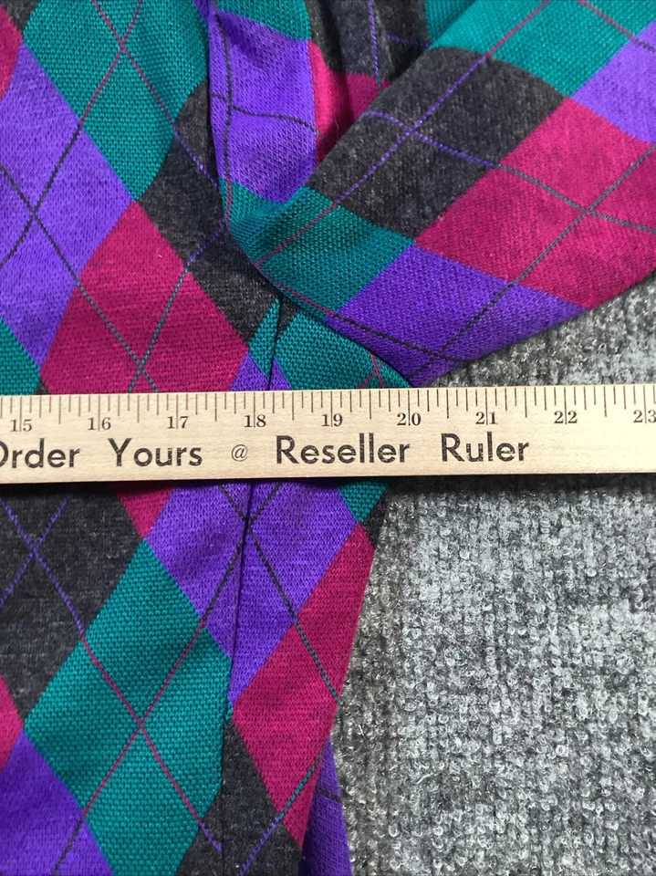 Blazer Leslie Fay Mujer 12 Argyle Doble Pecho Gris Verde Púrpura Rosa Carrera Foto 4 de 4