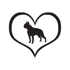 Love Boston Terrier Dog Heart - Decal - Multiple Color Sizes - ebn1431