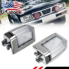 Left Right Pair Chrome Side Marker Signal Lights Fit For 90-97 Nissan D21 Pickup