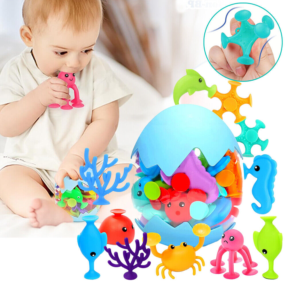 Toddler Kids Silicone Ocean Animal Suction Cup Toys Bath Toys Bath Suction Toys