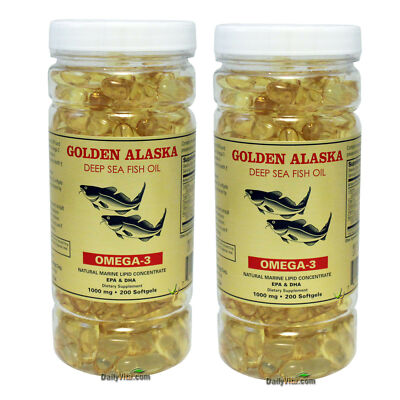 2 Bottles x 200 Caps Deep Sea Fish Oil Omega-3 EPA DHA