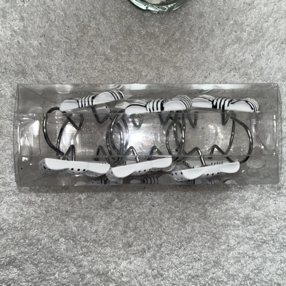 Bowtie shower curtain hooks 12 Pcs.  Black White Decorative USA Shipped - Image 4 of 4