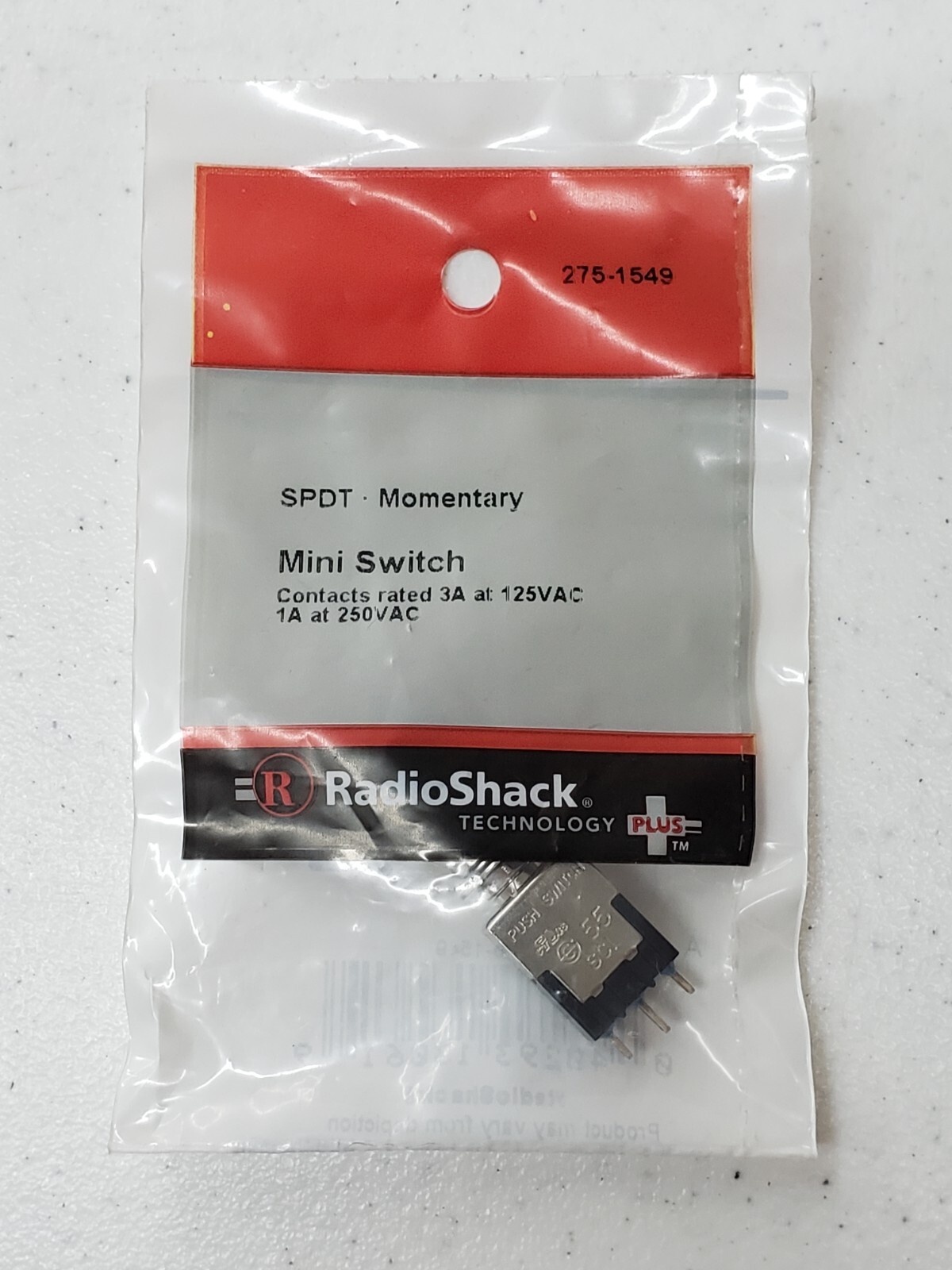 RadioShack 2751549 SPDT Mini Momentary Pushbutton Switch 3a at 125vac