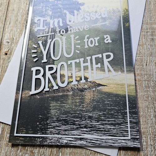 American Greetings Birthday Card 6x8 For Brother River Forest Blessed Thank God - Picture 3 of 7
