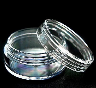 10ml Small Round Plastic Pot Jar Glitter Beads Make Up Cosmetic Travel UK seller