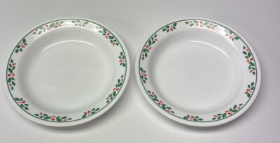 2 Corelle Holiday WINTER HOLLY DAYS Flat Rim PASTA/SOUP/SALAD Bowls 8.5'' New