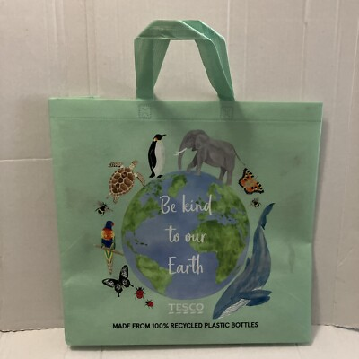 #ad #ad Tesco Earth Be Kind Tote Bag Penguin Elephant Turtle Whale Ladybug Bee Wildlife $24.99