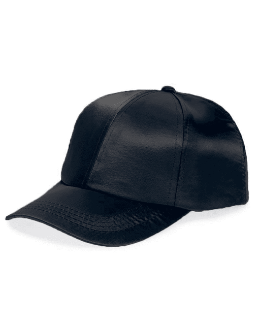 black satin baseball cap