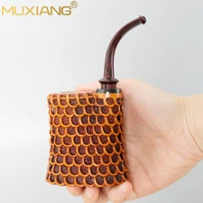 MUXIANG Briar Freehand Tobacco Pipe Handmade Rustic Wooden Poker Pipe High-end