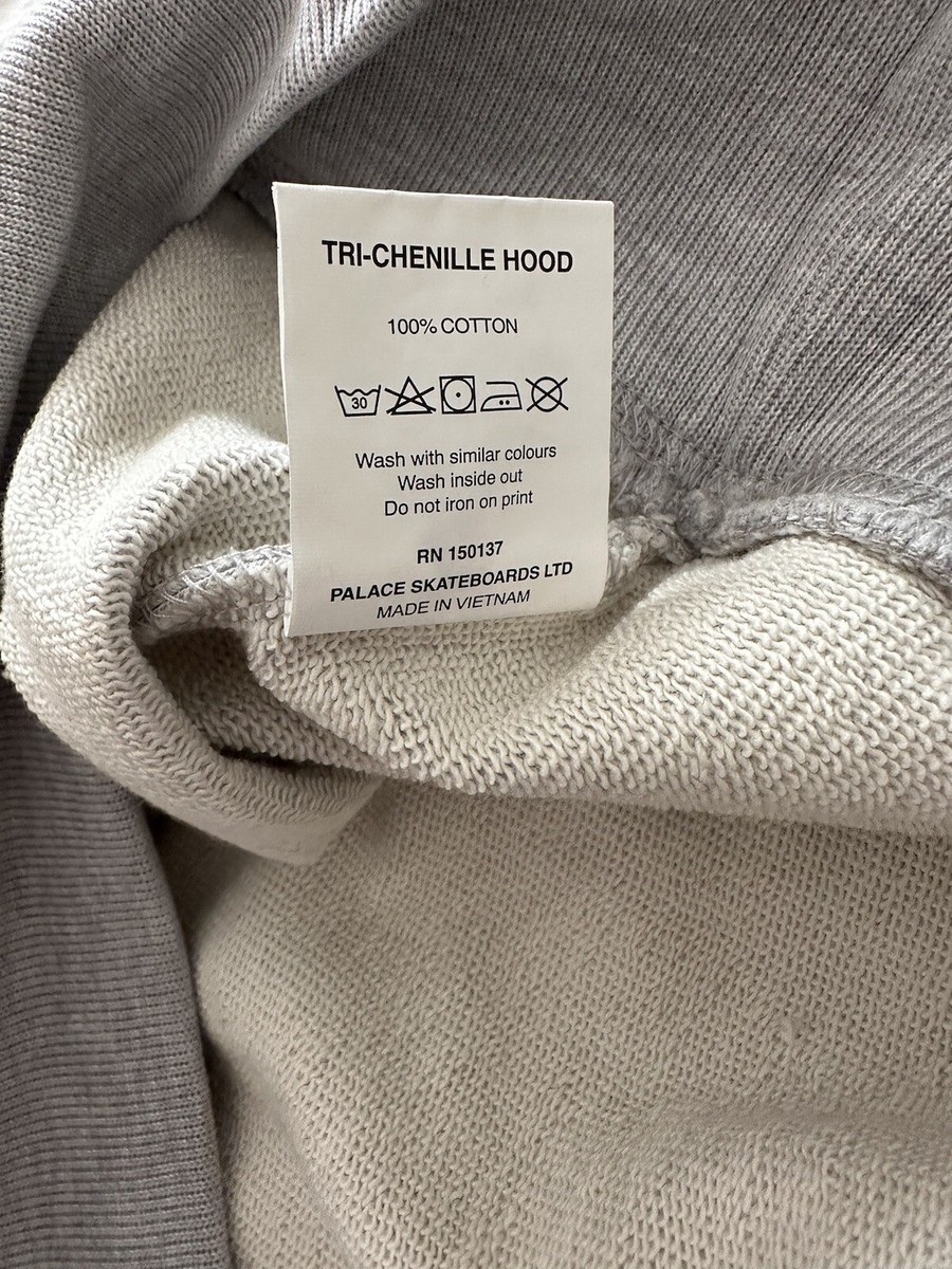 PALACE SKATEBOARD TRI-CHENILLE HOOD GREY MARL HOODIE TRIFERG | eBay