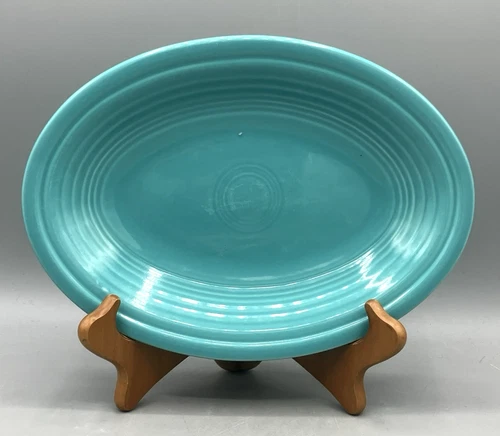 Vintage Pre 1990 Homer Laughlin Fiesta Turquoise Oval Serving Dish 9.5"L