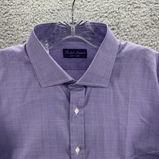 Ralph Lauren Purple Label Shirt Mens 17.5 Purple Striped Career Button Up Shirt
