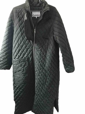 GANNI Oversized Ripstop Quilted Coat Women's Size 32 Green
