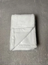 Biloban Reversible Baby Blanket Medallion Flowers Embossed White Velour Lovey