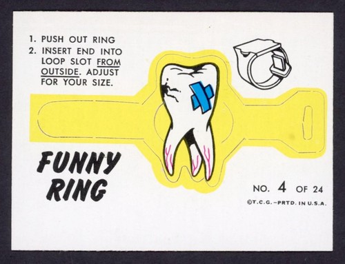 1966 Topps Fußball lustiger Ring #4 von 24 Zahnschmerzen