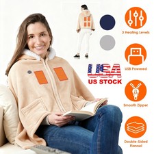 Heated Hoodie Lady Warm Heated Throw Blanket Double-Sided Flannel Heating Hoodie
