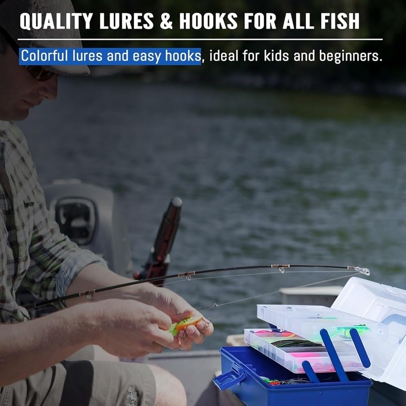 448 pcs Fishing Tackle Box Kit Lures Hooks Weights Pliers Freshwater Saltwater  - Image 9