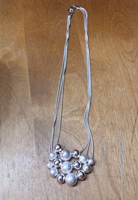 Vintage 16  Necklace Sterling Silver 925 3 Strands Snake Chains With Plain Beads