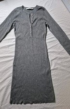 ASTR The Label Sweater Dress Henley Ribbed Size XLarge Heather Gray Long Sleeve