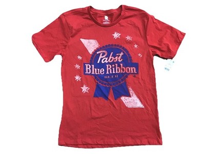 New Pabst Blue Ribbon PBR Americana T-Shirt Red Size Men Small Cotton Polyester