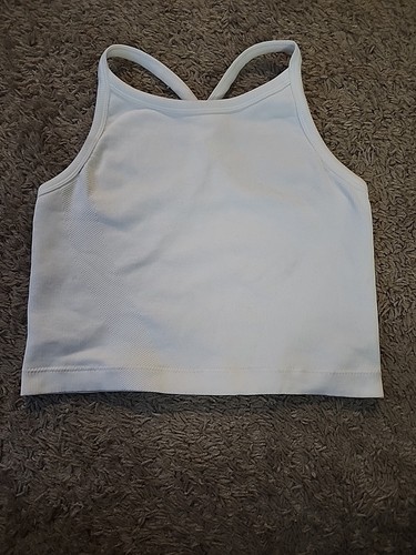 Girls' Seamless Cropped Tank Top All In Motion White Size Large 10/12 Racerback - Picture 2 of 9