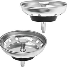 2 Pack - Kitchen Sink Strainer and Stopper Combo Basket Replacement for Standard