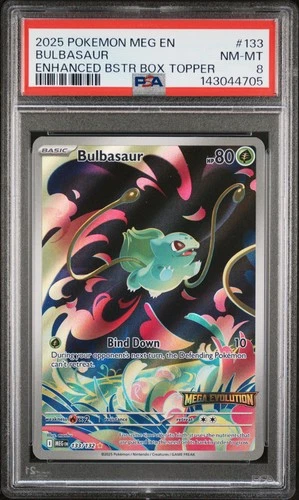 2025 POKEMON MEG EN-MEGA EVOLUTION ENHANCED BOOSTER BOX TOPPER BULBASAUR PSA 8