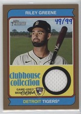 2023 Topps Heritage Clubhouse Collection Relics Gold 49/99 Riley Greene 0jk3