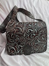 Patricia Nash Ilina Tooled Turquoise Leather Messenger Crossbody Bag