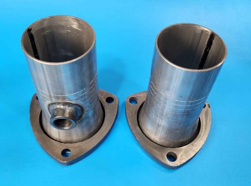 3"Header To 2.5"OD Aluminized 3 Bolt Gasket Style Collector Reducers With02 Bung