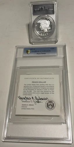 2023 S Peace Dollar Pittsburgh ANA PCGS PR70DCAM Director-Signed COA FirstStrike