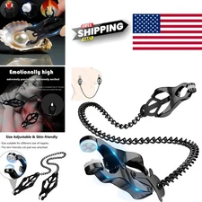 BDSM Nipple Clamps with Chain Adjustable Non Piercing for Breast Stimulation